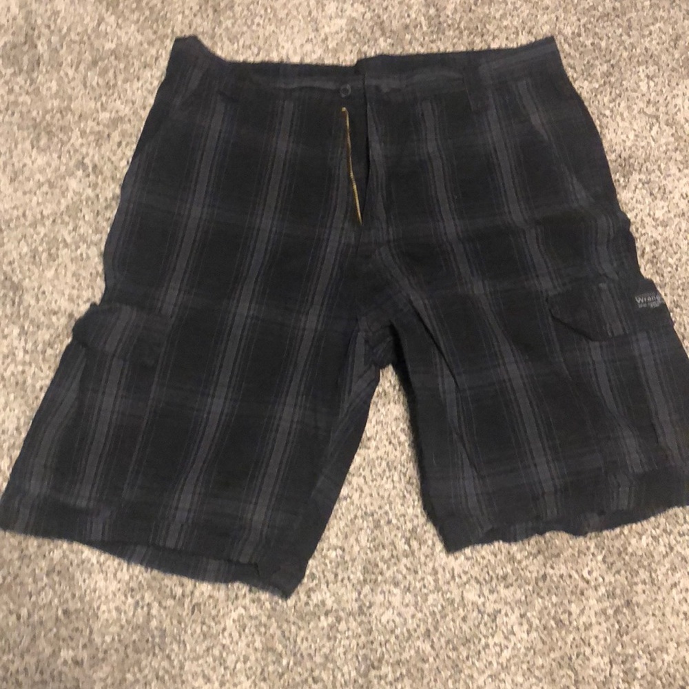 Black plaid shorts